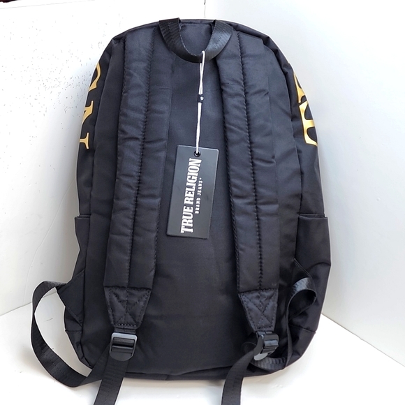 True Religion Bags True Religion Black With Gold Logo Writing Backpack With Computer